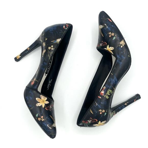 Alice + Olivia Dina Botanical print Humming bird pums Silettos Art to wear Sz 7 - Picture 3 of 12
